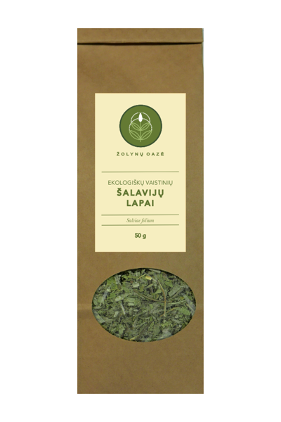 EKOLOGIŠKŲ VAISTINIŲ ŠALAVIJŲ LAPAI 50 G