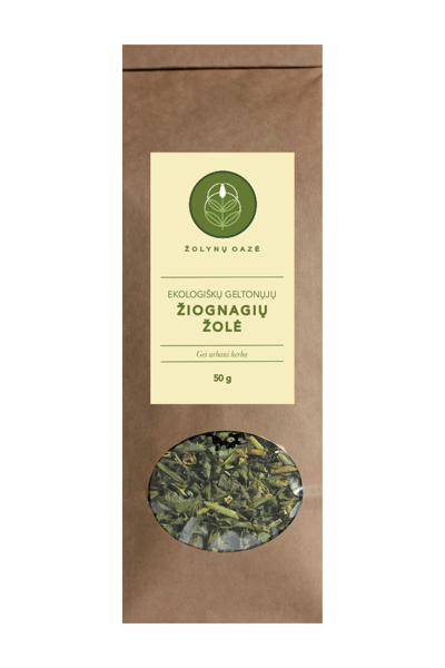 EKOLOGIŠKŲ GELTONŲJŲ ŽIOGNAGIŲ ŽOLĖ 50 G